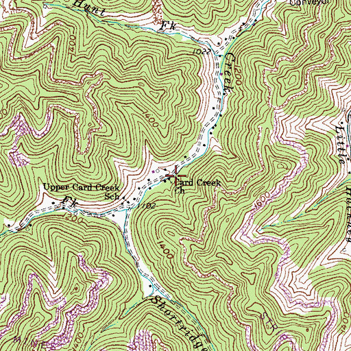 Topographic Map of Card Creek Church, KY