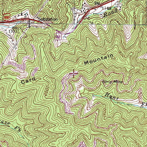 Topographic Map of Card Mountain, KY