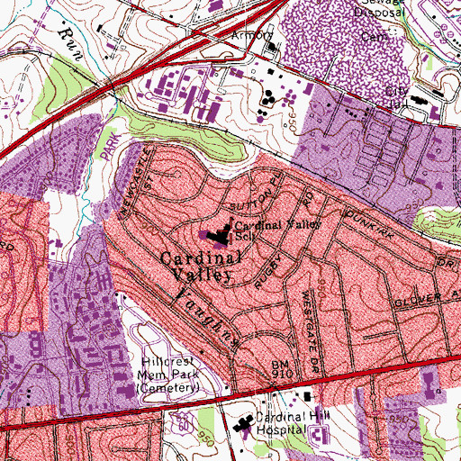 Topographic Map of Cardinal Valley Elementary School, KY