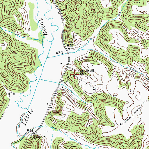 Topographic Map of Cardwell Cemetery, KY
