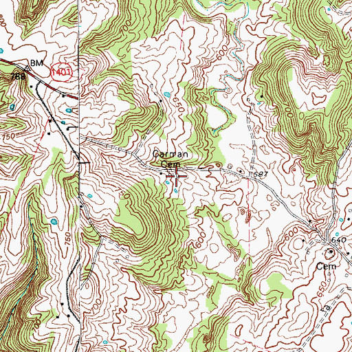 Topographic Map of Carman Cemetery, KY