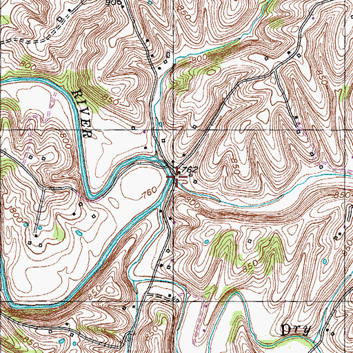 Topographic Map of Carmichael Branch, KY