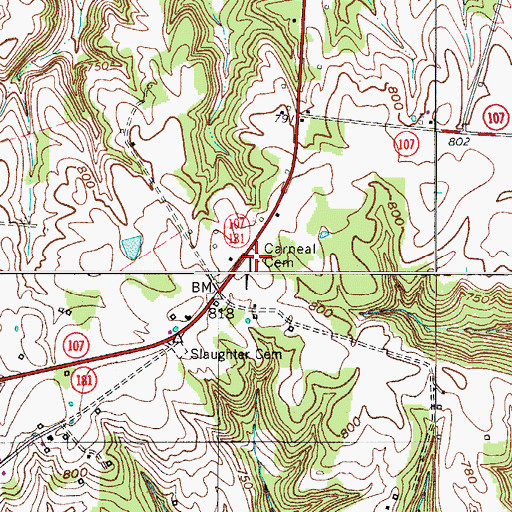 Topographic Map of Carneal Cemetery, KY