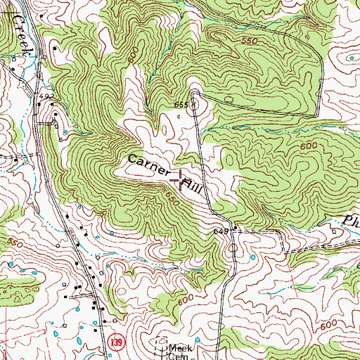 Topographic Map of Carner Hill, KY