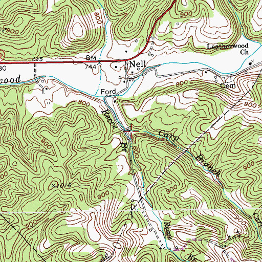 Topographic Map of Carp Branch, KY