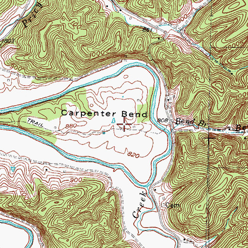 Topographic Map of Carpenter Bend, KY