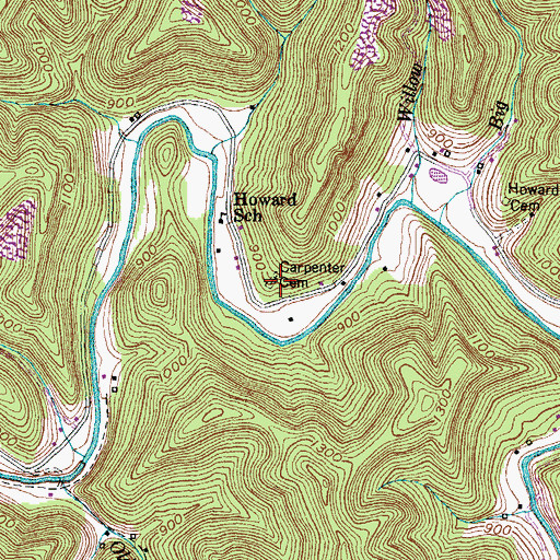 Topographic Map of Carpenter Cemetery, KY