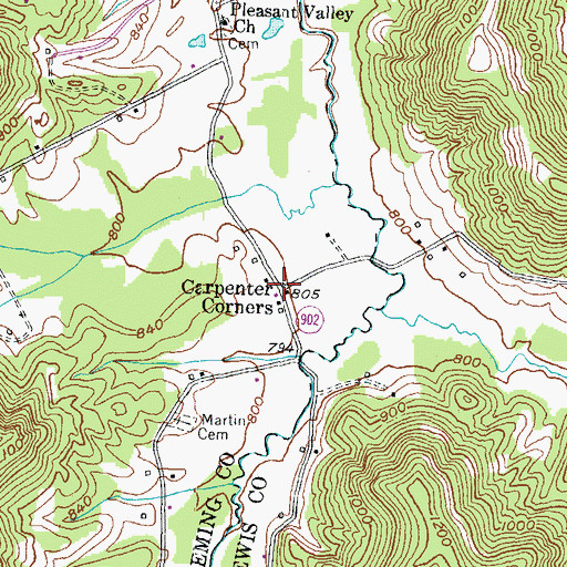 Topographic Map of Carpenter Corners, KY