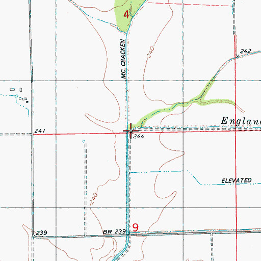 Topographic Map of England Creek, AR