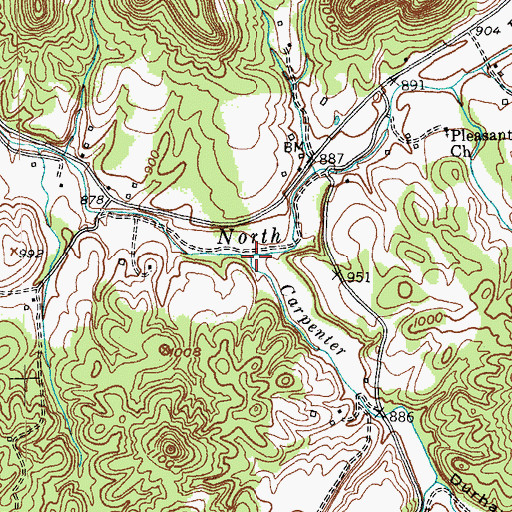 Topographic Map of Carpenter Fork, KY