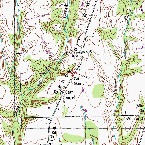 Topographic Map of Carr Cemetery, KY