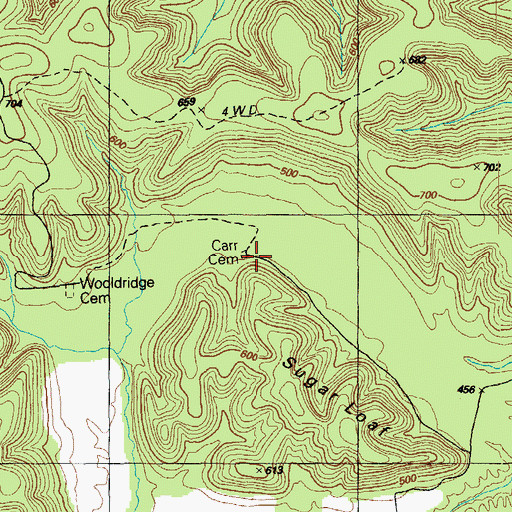 Topographic Map of Carr Cemetery, KY