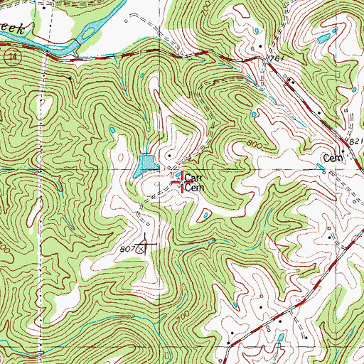 Topographic Map of Carr Cemetery, KY