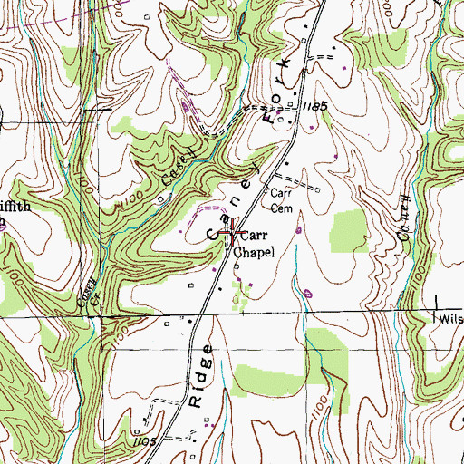 Topographic Map of Carr Chapel First Church of God, KY