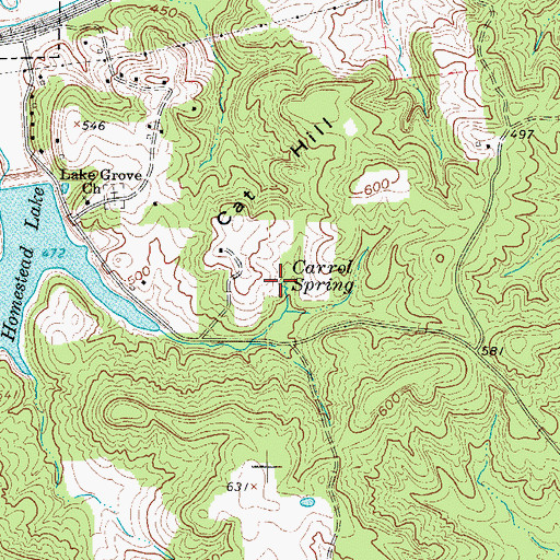 Topographic Map of Carrol Spring, KY