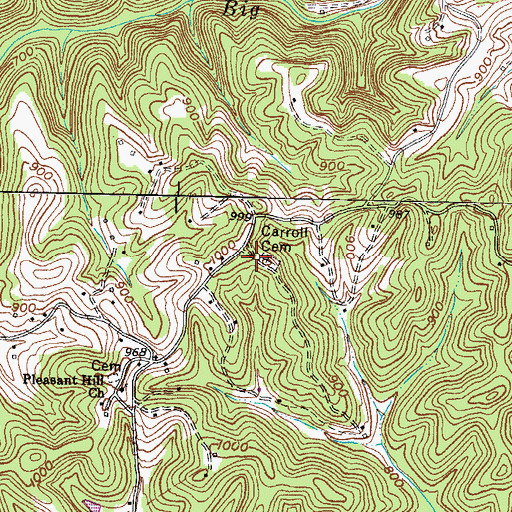 Topographic Map of Carroll Cemetery, KY