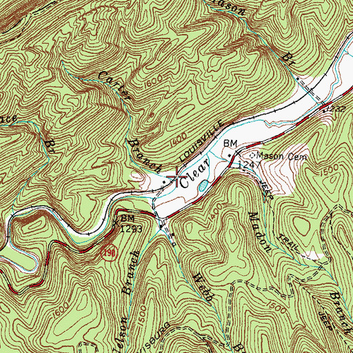 Topographic Map of Carter Branch, KY