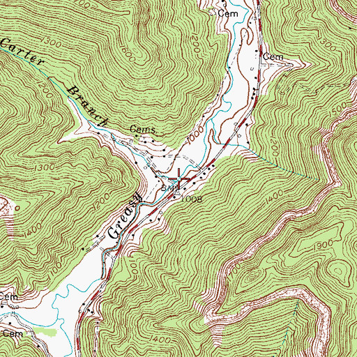 Topographic Map of Carter Branch, KY