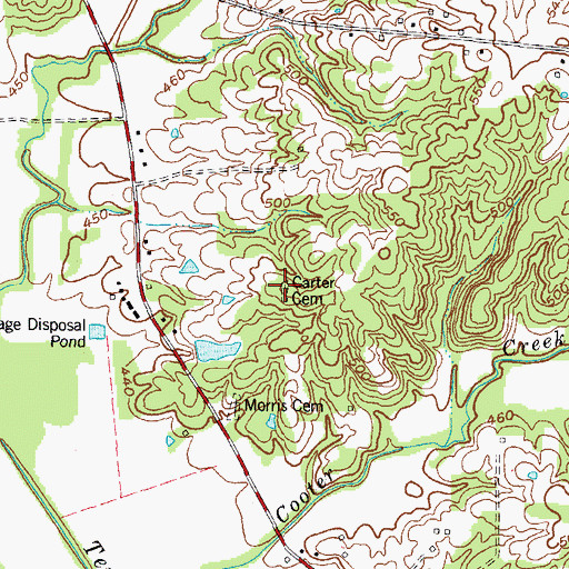 Topographic Map of Carter Cemetery, KY