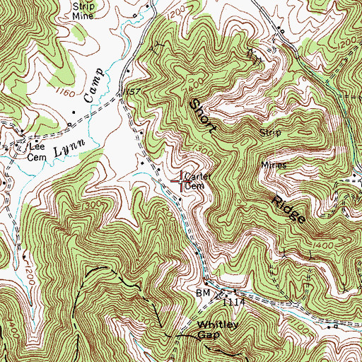 Topographic Map of Carter Cemetery, KY