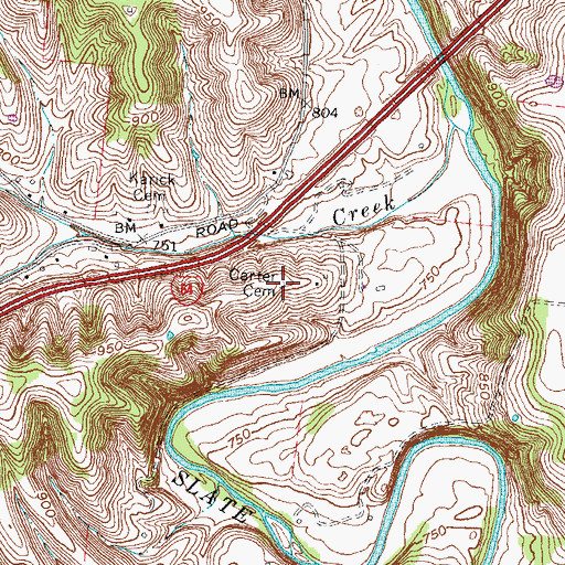 Topographic Map of Carter Cemetery, KY