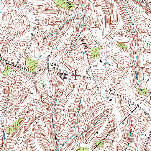 Topographic Map of Carter Cemetery, KY