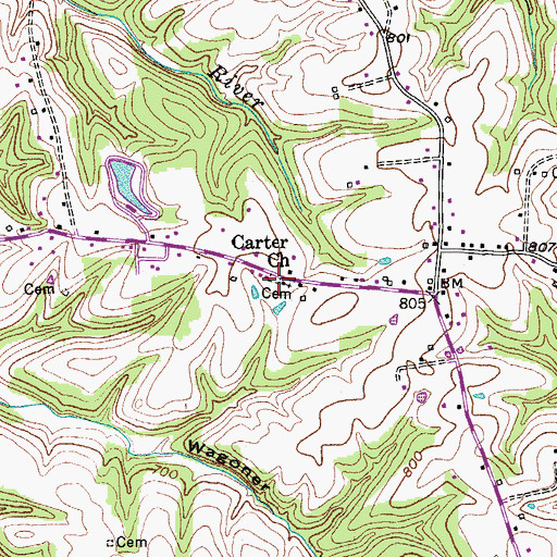 Topographic Map of Carters Tabernacle Church of God, KY