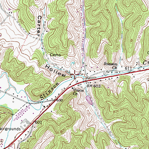 Topographic Map of Carter Hollow, KY