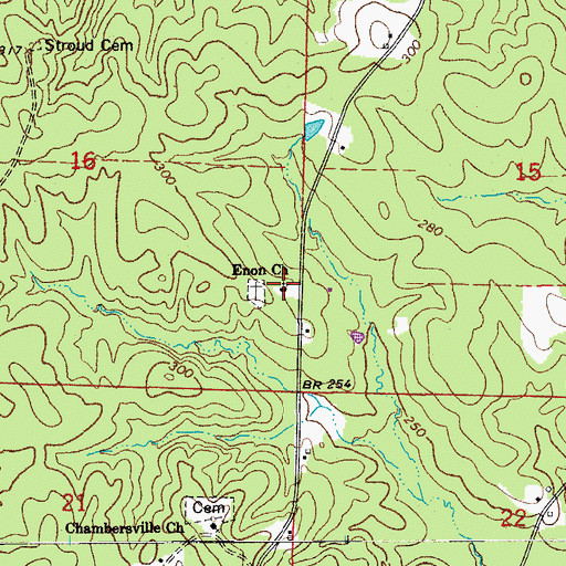 Topographic Map of Enon Church, AR