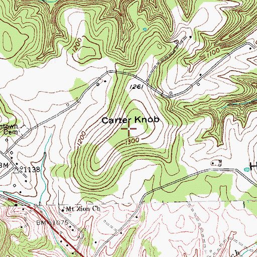 Topographic Map of Carter Knob, KY