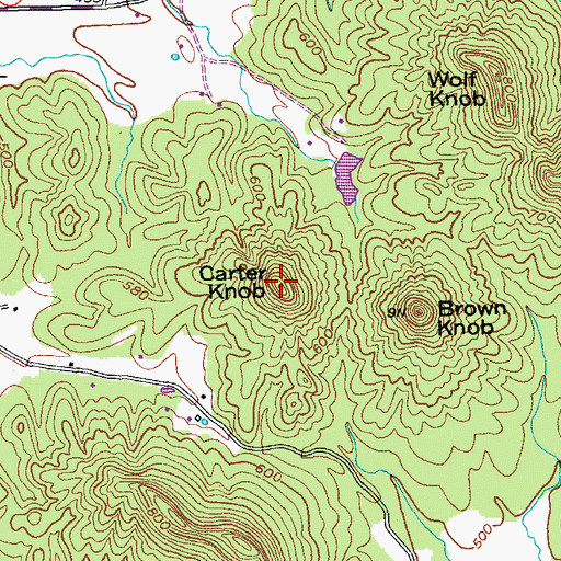 Topographic Map of Carter Knob, KY