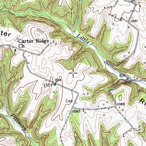 Topographic Map of Carter Ridge, KY