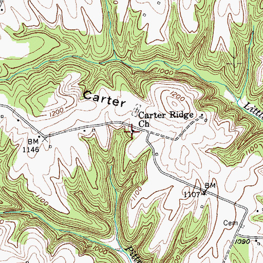 Topographic Map of Carter Ridge Church, KY