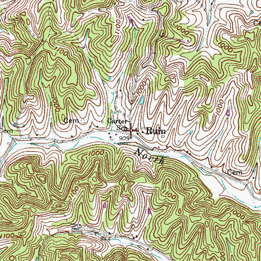 Topographic Map of Carter School, KY
