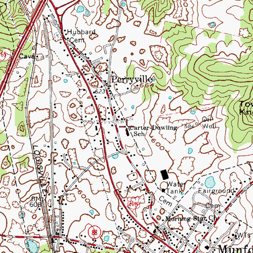 Topographic Map of Carter-Dowling School, KY