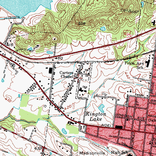 Topographic Map of Carters Chapel, KY