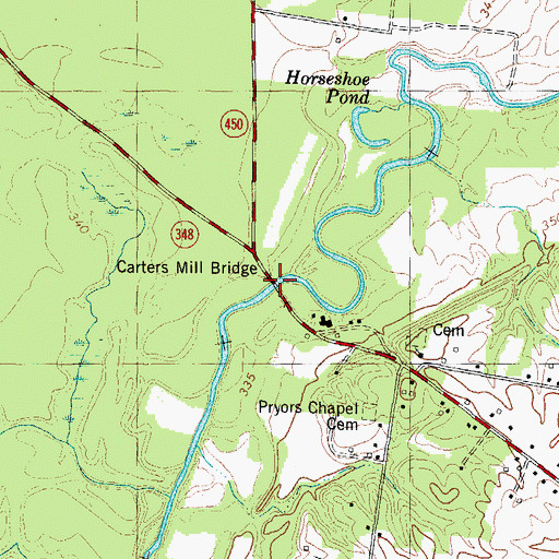 Topographic Map of Carters Mill Bridge, KY