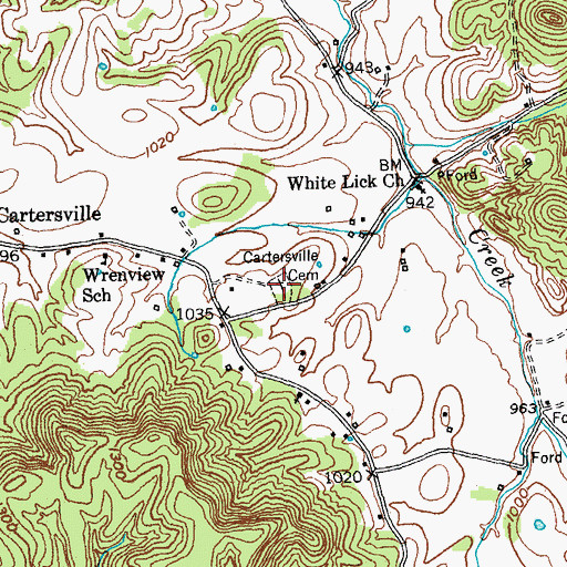 Topographic Map of Cartersville Cemetery, KY