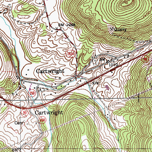 Topographic Map of Cartwright, KY