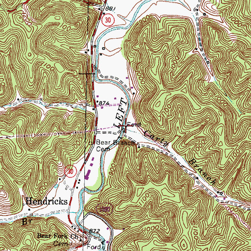 Topographic Map of Carty Branch, KY