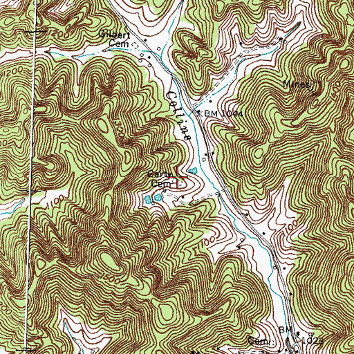 Topographic Map of Carty Cemetery, KY