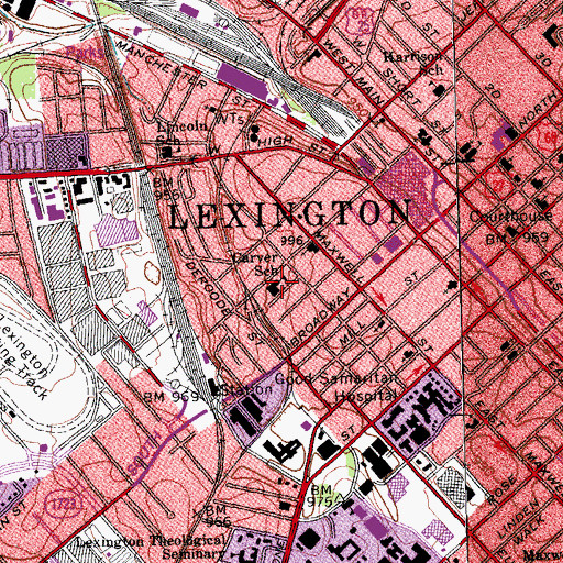 Topographic Map of Carver School, KY