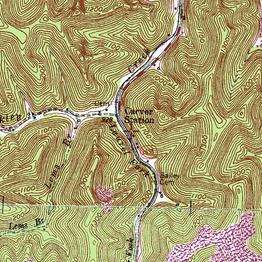 Topographic Map of Carver Station, KY
