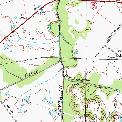 Topographic Map of Casey Creek, KY