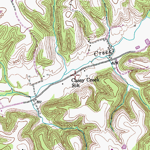 Topographic Map of Casey Creek School, KY