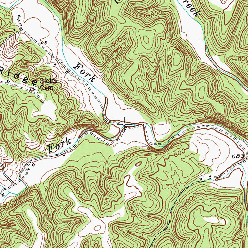 Topographic Map of Casey Fork, KY