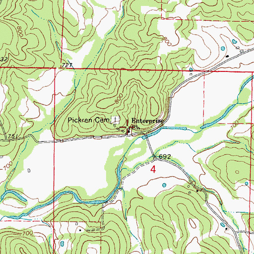 Topographic Map of Enterprise Church, AR