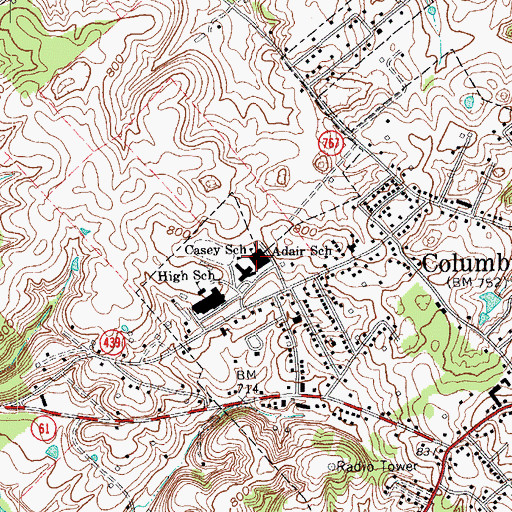 Topographic Map of Casey School, KY
