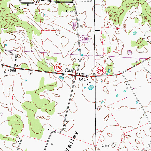 Topographic Map of Cash, KY