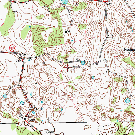 Topographic Map of Cassady Cemetery, KY